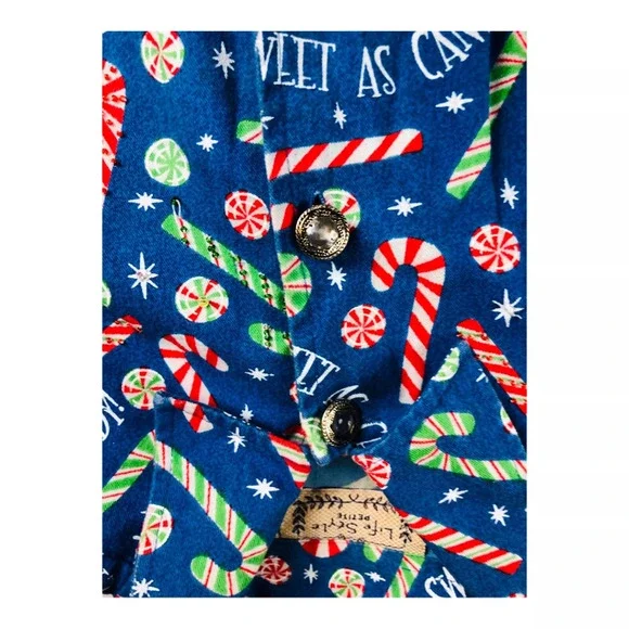 Life Style Womens Ugly Christmas Blazer Jacket Candy Cane Print Cotton Petite - Picture 3 of 7